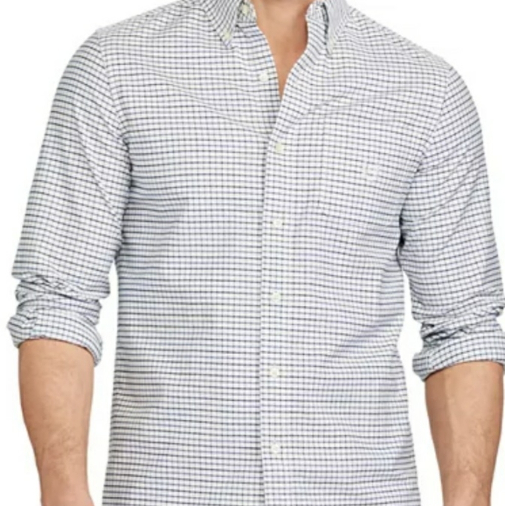 NWT Chaps Classic-Fit Plaid Oxford Shirt